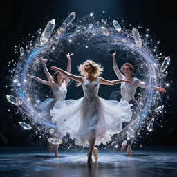 magical crystals dance in the air, spinning and shining in a chaotic but beautiful display by donato giancola and steve argyle