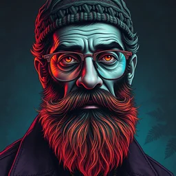 detailed hipster morgan freeman, long fires beard, dmt, by james gurney + intricate and vibrant work + portrait + trending on artstation + incredible gothic illustration + exquisite detail