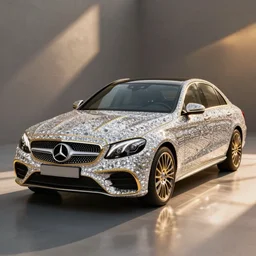 a mercedes studded with diamonds, luxurius, premium, gold plated