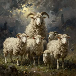 Eldritch horror sheep wants souls, oil painting, fantasy