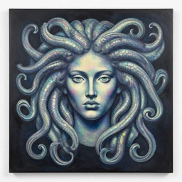 Medusa by cy Twombly and BASTIEN LECOUFFE DEHARME, iridescent, volumetric lighting