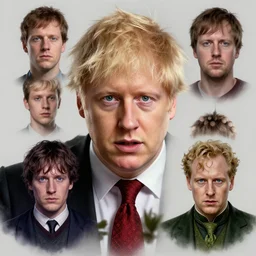 boris johnson vs voldemort, character art, by various concept artists, redshift render, hyperrealistic face, photorealistic render