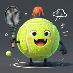 a tennis ball monster ,tennis ball, volcano, chalk, digital art, fantasy, magic, trending on artstation, ultra detailed, professional illustration by Basil Gogos