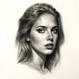 realism tattoo sketch of a isabelledeltore face double exposure with nature, in the style of matteo pasqualin, amazing detail, sharp, faded