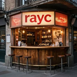 tiki bar by simon stalenhag with sign saying rayc