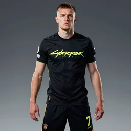 jamie vardy standing heroically, a page from cyberpunk 2 0 2 0, style of paolo parente, style of mike jackson, adam smasher, johnny silverhand, 1 9 9 0 s comic book style, white background, ink drawing, black and white