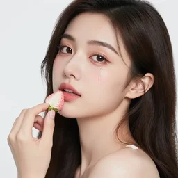 the face of absurdly beautiful, graceful, elegant, sophisticated, sensual mature gravure idol made of strawberries and white pink petals with tears, an ultrafine hyperrealistic photograph by irakli nadar, intricate linework, bright colors, octopath traveler, final fantasy, unreal engine highly rendered, global illumination, radiant light, intricate environment