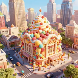City made of sweets, 4k octane render, detailed art, artstation, streetview