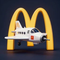 a spaceship shaped like the mcdonald's logo, digital art