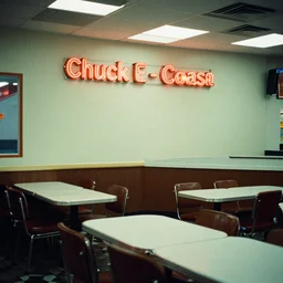 chuck - e - cheese 1 9 8 0's with no furniture. nostalgia, film photo, soft lighting