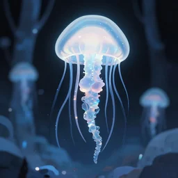 ice jellyfish woods. award - winning 3 d anime by an indie studio, heavily stylized, rimlighting, depth of field, limited palette, impressionism, chiaroscuro, minimalism, bokeh.