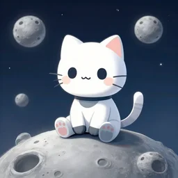 cute little robotcat sitting on the moon, fantasy, concept art, artstation, tyler edlin, feng zhu, dave melvin, thomas karpi