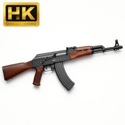 A medium shot photograph of an AK-47 against a white background, 4k, ultra HD
