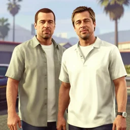 gta v, grand theft auto 5 los santos in background by stephen bliss of brad pitt