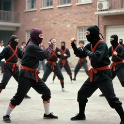Film still of Los Angeles Thunder Squad (1990). Hip-hop ninja confrontation scene. Sigma 85mm f/1.4