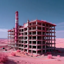 a beautiful photorealistic highly detailed city industrial architecture building boathouse urbex unfinished building by robert venturi, infrared matte painting futuristic thermal vision universe desert neon noir architecture island retro fisheye apocalyptic, archdaily, wallpaper, highly detailed, trending on artstation.