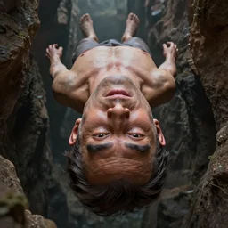 hyperrealistic mixed media realistic sculpture of danny devito face down undressed floating in a ravine, stunning 3 d render inspired art by xiang duan and thomas eakes, perfect facial symmetry, hyper realistic texture, realistic, highly detailed attributes and atmosphere, dim volumetric cinematic lighting, 8 k octane detailed render, post - processing, masterpiece,
