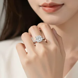 wife wearing a ring with shimmering 7 6 0 carat square cut diamond