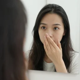 first person pov of me looking in the mirror, contact lenses camera footage