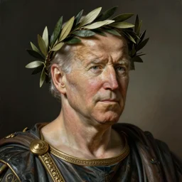 a portrait of joe biden as julius caesar | joe biden as julius caesar wearing a crown of olive leaves | art by by joseph karl stieler and theodore gericault and eugene delacroix | highly detailed | trending on artstationhq