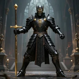 beautiful fantasy god walton goggins, black plate - armor, symmetrical face, golden gladius, intricate details, elegant, ultra realistic, wide angle, powerful pose, gothic style city background, highly detailed, unreal engine, octane render