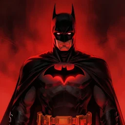 batman, in the style of beksinski, red, black, glowing, vibrant, chiaroscuro, high detail, perfect artwork, clean lines