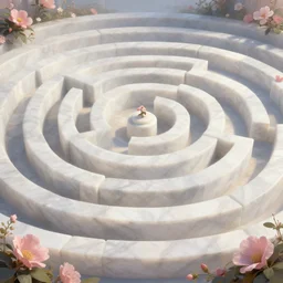 White stone marble labyrinth. Lighting, bloom. Fantasy, digital painting, HD, 4k, detailed.