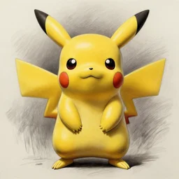a sculpture of pikachu, very detailed charcoal portrait by frank auerbach