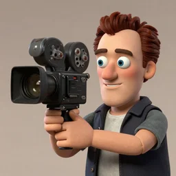 Quentin tarantino holding a 16 mm camera, Claymation, Aardman Animation.