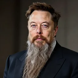 elon musk with long mustache and epic beard, 5 0 mm