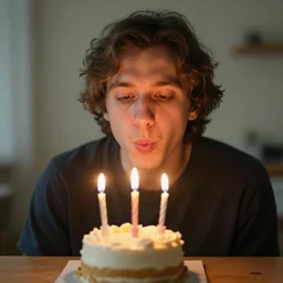 a german person blowing birthday candles