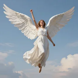 beautiful rumanian angel soaring in the sky, wide - angle, ultra - detailed, digital art, trending in artstation, cinematic lighting, studio quality, smooth rendering, victorious pose, concept art, smooth, clear focus, illustration, artgerm and greg rutkowski, artey freytag, alex grey