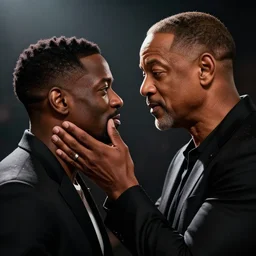 chris rock is fighting with will smith on his face, shadow harsh lights, dramatic scene, hyper detailed, digital art, trending in artstation, cinematic lighting, studio quality, smooth render, unreal engine 5 rendered, octane rendered, ligh rim