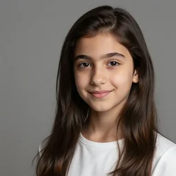 a highly realistic, true to life portrait of a beautiful young middle eastern girl, soft focus, from the waist up, with sharp features, a beautiful face, soft smile, under studio lighting, taken with a canon eos camera with 1 3 5 mm focal length