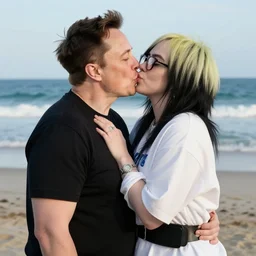 elon musk kissing billie ellish at the beach