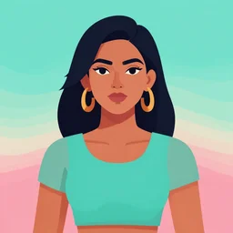 a portrait of an indian trans woman, in retro colors, synthwave style, 2 d digital vector art