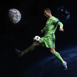 ronaldo playing football in space