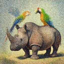 cross between parrot and rhinoceros, digital art, painting by Picasso