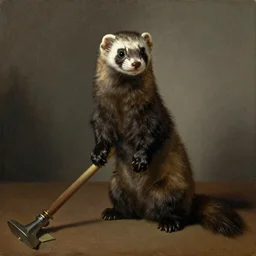 Portrait of a Ferret with dark fur in a general outfit , painted by Jan Willem Pieneman, Courageous,  Bold, painting, Bourgeois