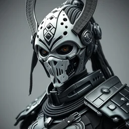 portrait gorgeous mutant female samurai with full warrior armor, 3 d render, futuristic biomechanical, porcelain ivory mask, hyper realistic, cinematic, octane render, 8 k, photograph 1 9 2 0 s leica, black and white,