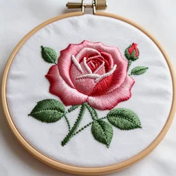 a very detailed high quality satin stitch hand!!! embroidery of a rose
