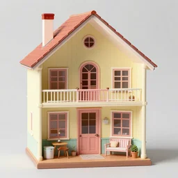 dollhouse cutaway in wes anderson style, digital art, highly detailed