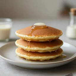 Space inspired pancake stack on a plate, seen from the side, f3.2, 50mm