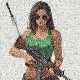 an anime art of beautiful curvy girl with an athletic feminine body in a green tank top and aviator classic sunglasses holding an assault rifle on a white background, long hair, anatomically correct, symmetrical facial features, symmetrical proportions, tanned body, highly detailed, digital painting, artstation, concept art, oc commission, illustration