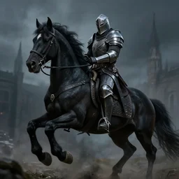 a death knight astride a black horse