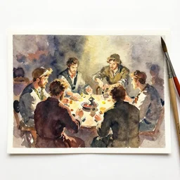 small centered on watercolor paper, paint brush strokes, abstract watercolor painting of foreign culture practicing the craft, cinematic light, national romanticism by hans dahl, by jesper ejsing, by anders zorn, by greg rutkowski, by greg manchess, by tyler edlin