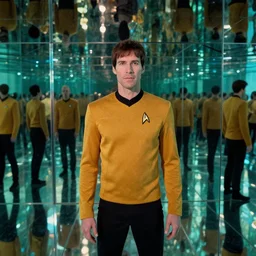 an infinity mirror with kahn from star trek stuck inside it.