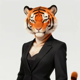 character design portrait of a beatiful anthropomorphic orange furry tiger girl, wearing a black suits, looking at the camera, 4 k, concept art, by wlop, wenjun lin, watercolor, ilya kuvshinov, artgerm, krenz cushart, pixiv.