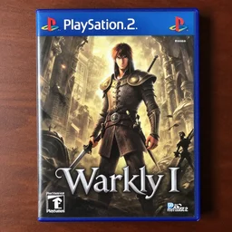 Warkly I, medieval fantasy game poster printed on playstation 2 video game box , Artwork by Akihiko Yoshida, cinematic composition