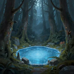 frozen lake deep forest, deep focus, intricate, highly detailed, digital painting, artstation, concept art, matte, sharp focus, illustration, art by artgerm and greg rutkowski